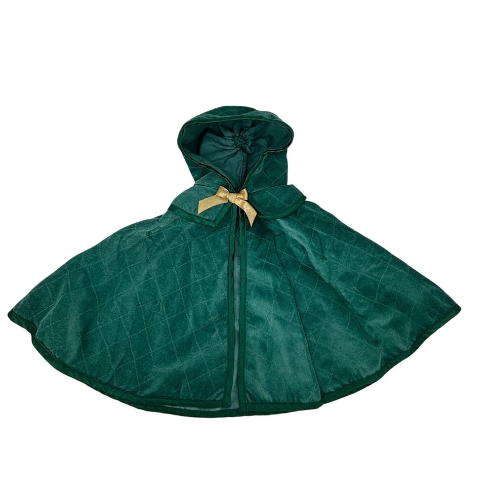 American Girl Elizabeth’s Quilted Cloak - Retired - Green Velveteen Hooded